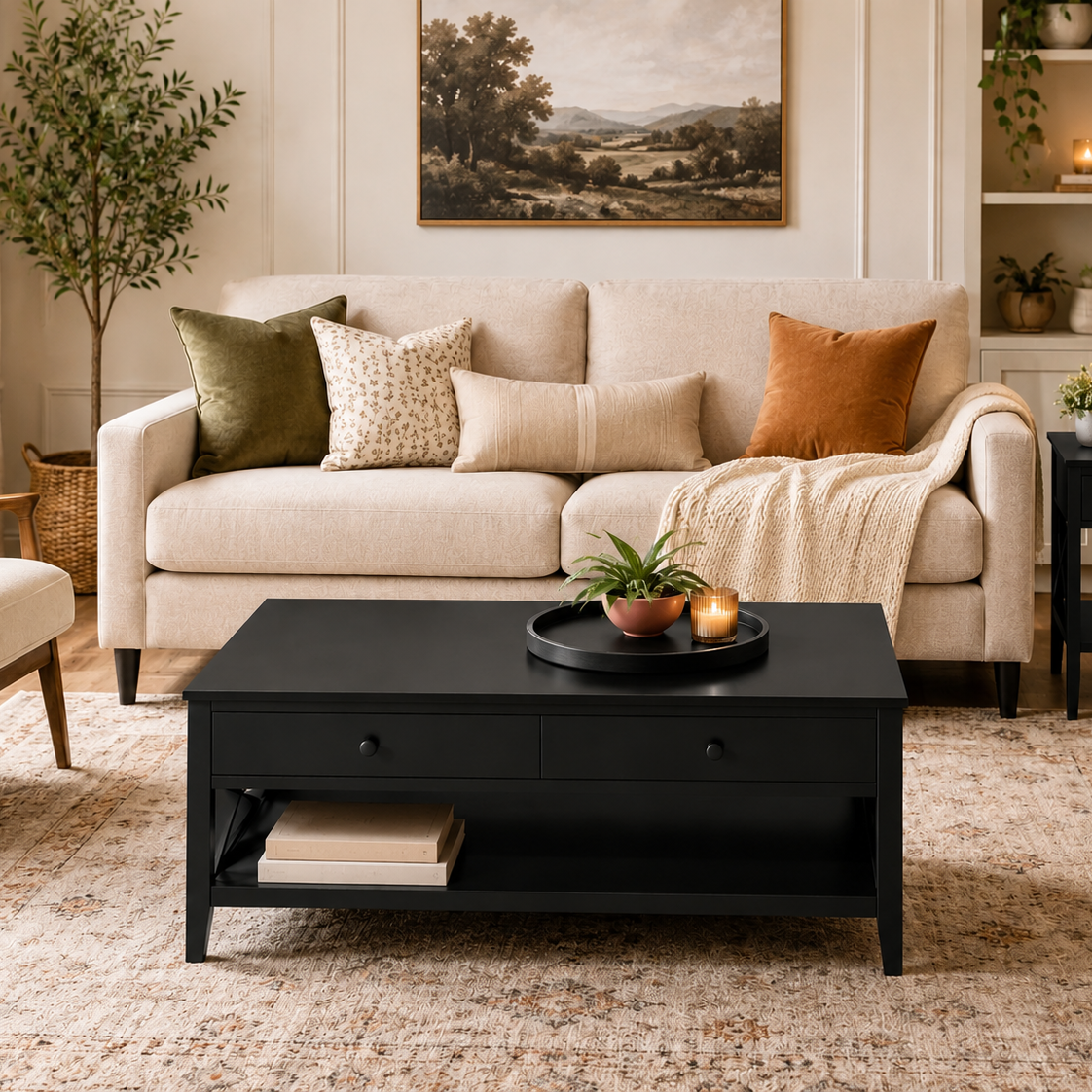 StyleWell Oakley Charcoal Black Wood Coffee Table