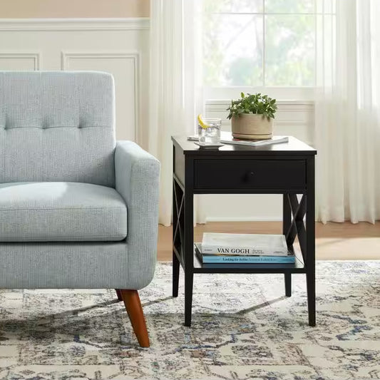 StyleWell Oakley Black Wood End Table
