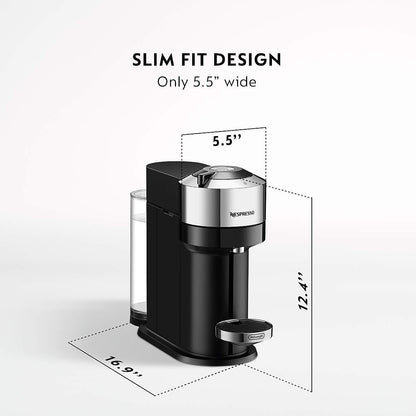 Nespresso Vertuo Next Deluxe Coffee and Espresso Machine by De'Longhi, Chrome