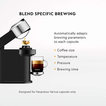 Nespresso Vertuo Next Deluxe Coffee and Espresso Machine by De'Longhi, Chrome