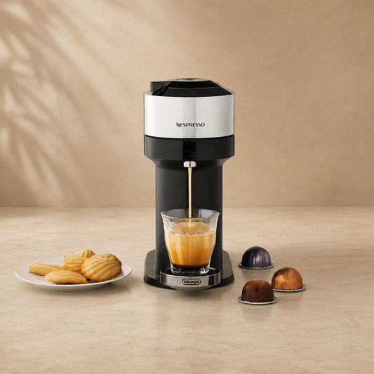 Nespresso Vertuo Next Deluxe Coffee and Espresso Machine by De'Longhi, Chrome