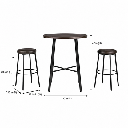 StyleWell 3-Piece Dining Set with Chocolate Wood Top
