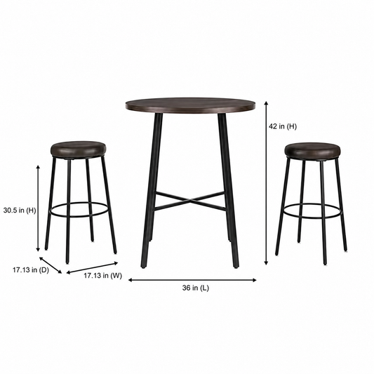 StyleWell 3-Piece Dining Set with Chocolate Wood Top