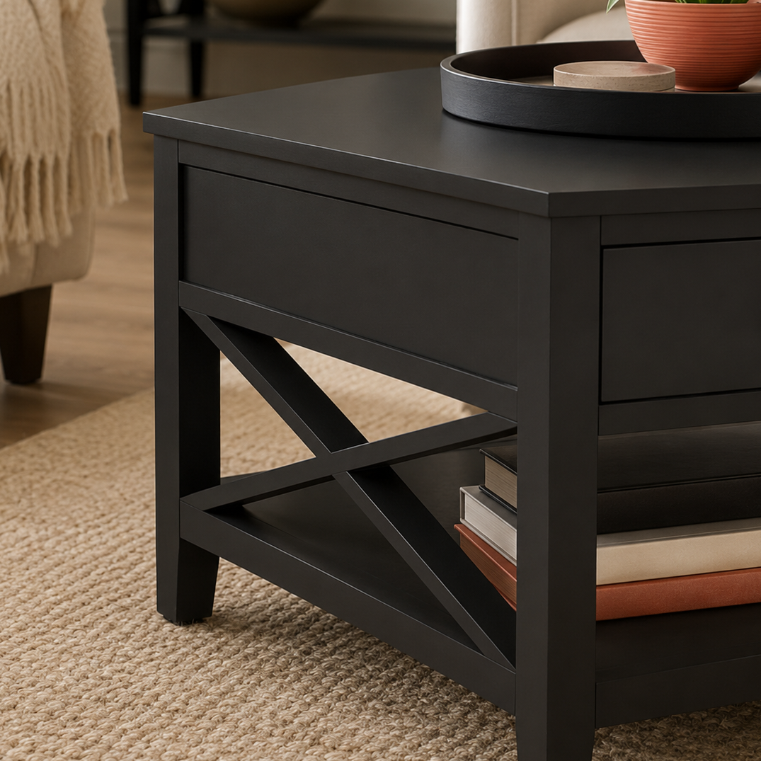 StyleWell Oakley Charcoal Black Wood Coffee Table