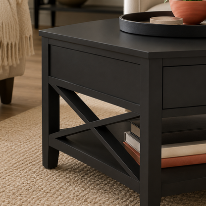 StyleWell Oakley Charcoal Black Wood Coffee Table