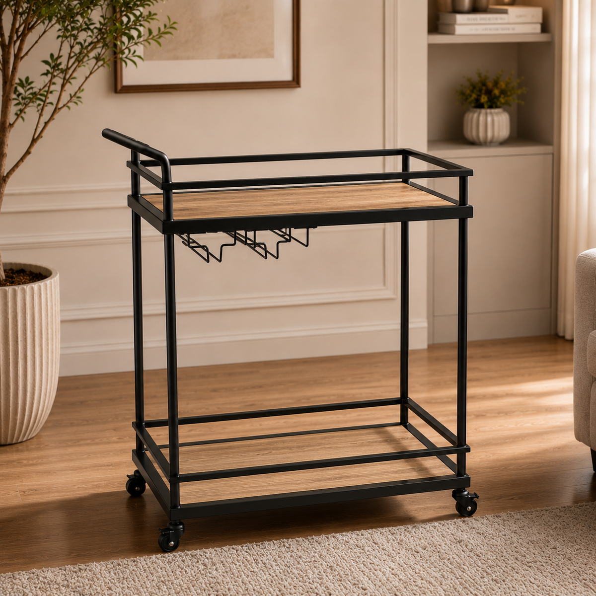 StyleWell Black Metal Bar Cart