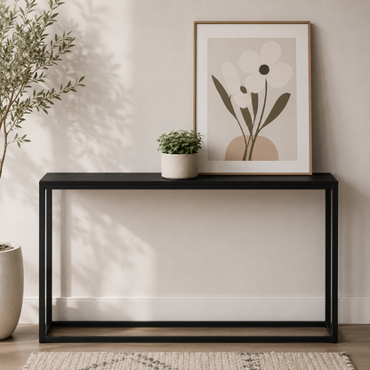 StyleWell Donnelly Black Console Table with Black Wood Top
