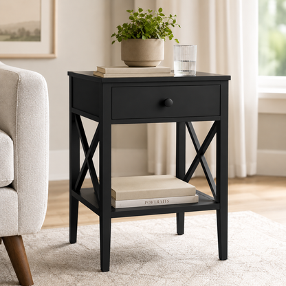 StyleWell Oakley Black Wood End Table