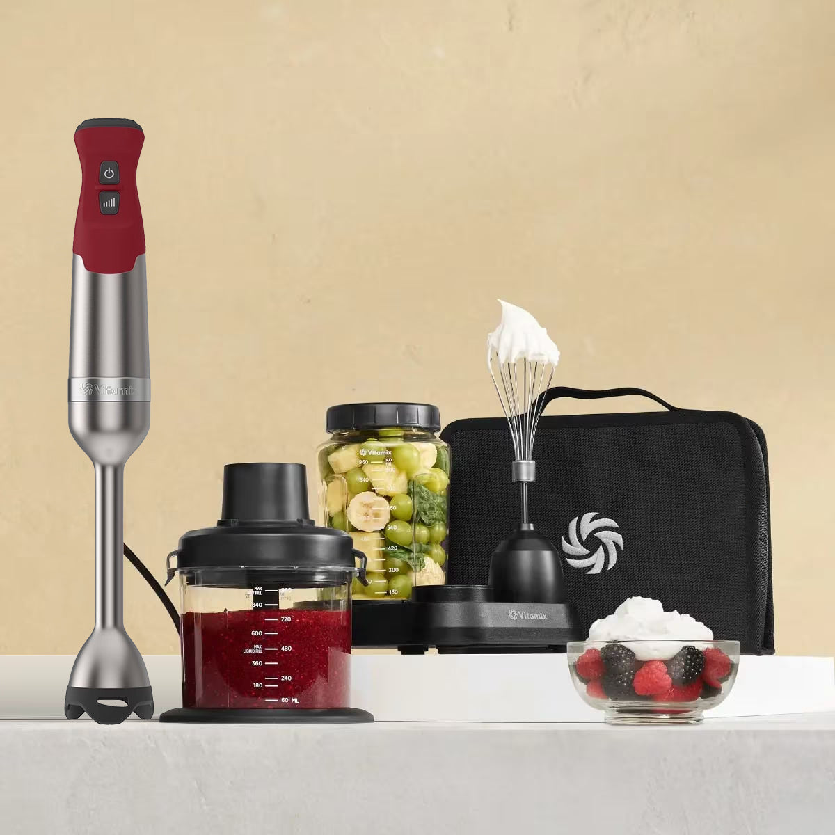 Vitamix 5 Speed Immersion Blender Bundle in Red