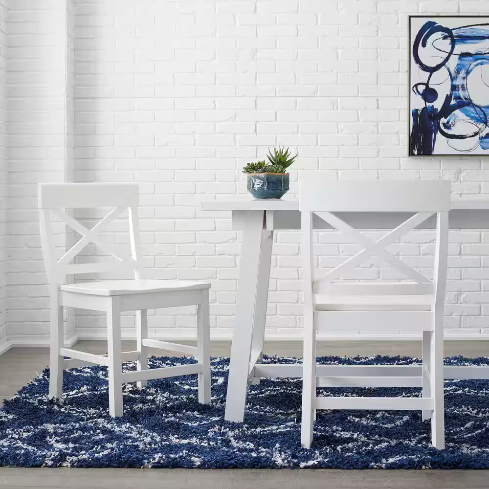 StyleWell White Wood Dining Chairs (Set of 2)