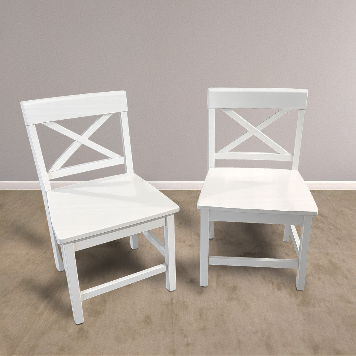 StyleWell White Wood Dining Chairs (Set of 2)