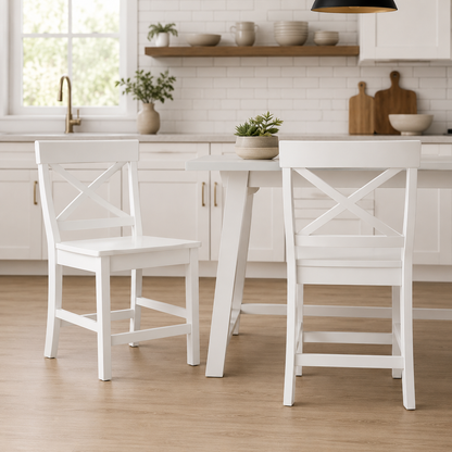 StyleWell White Wood Dining Chairs (Set of 2)