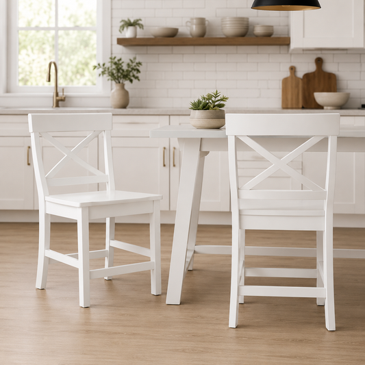 StyleWell White Wood Dining Chairs (Set of 2)